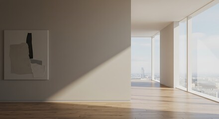 Minimalist modern office with natural sunlight