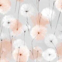 Botanical line art creating a seamless textured background inspired by nature's delicate beauty