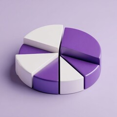 Obraz premium 3D pie chart, purple and white segments
