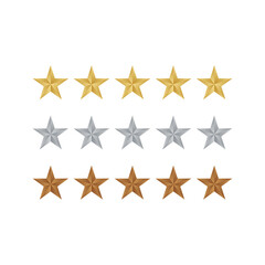Obraz premium star rating gold, silver and bronze vector design element for review