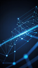 Abstract 3D Digital Network with Glowing Connections