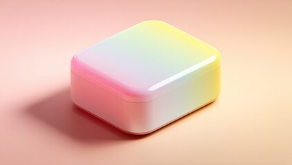 Colorful, square, ombre-shaded box on a pastel background