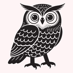 Obraz premium Great Horned Owl Silhouette – Stylized Black Bird Illustration