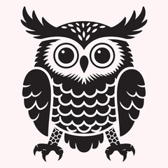 Great Horned Owl Silhouette – Stylized Black Bird Illustration