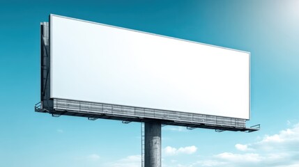 Obraz premium Blank Billboard Mockup Against a Clear Blue Sky for Advertising and Marketing Campaigns