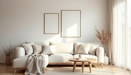 Minimalist Living Room with Chaise Sofa and Natural Light