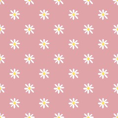 White flowers on a continuous pink background pattern