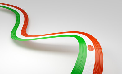 3d Flag Of Niger 3d Wavy Shiny Niger Ribbon Flag On White Background 3d Illustration