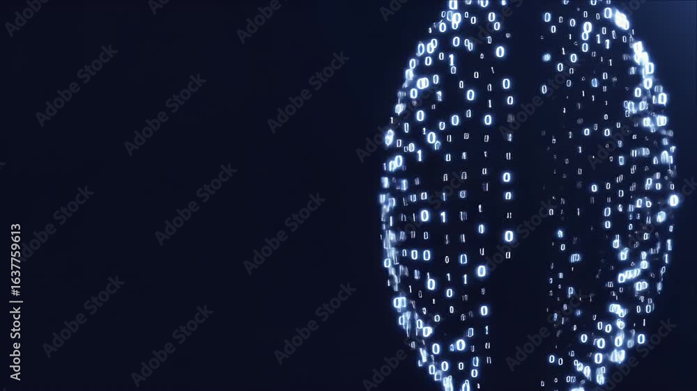 Poster digital sphere binary code dark background tech