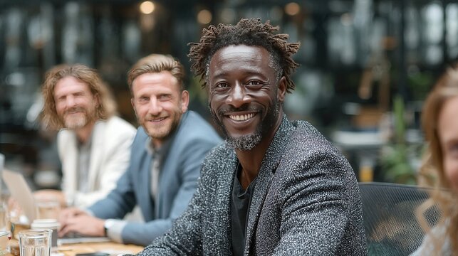 Group of Business Professionals Engaged in Collaborative Meeting - Powered by Adobe