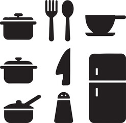 Minimalist Vector Kitchen Icon Set – Clean Line Tools & Utensils Collection