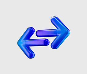 Two blue arrows pointing left and right, with a glossy, gradient finish. 3D Illustration