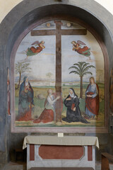 Fresco Adoration of the Cross by Vincenzo Tamagni inside the Church of Sant'Agostino, San...