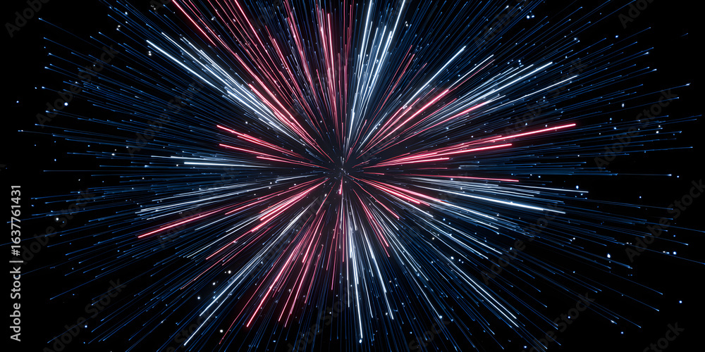 Poster radiant burst: a stunning display of dynamic light streaks radiating outward from a central point, c