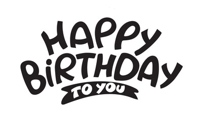 Obraz premium Happy Birthday - trendy hand drawn doodle lettering postcard. Birthday Party vector. T-shirt design, Mug print.
