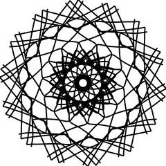 Obraz premium Graphic floral art, abstract black lines crisscrossing like flower petals, for fabric patterns or screen printing.