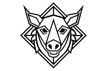 A geometric boar emblem stands boldly outlined within a sharp diamond frame, creating contrast