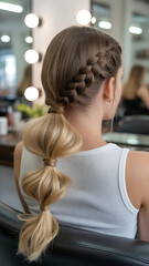 Modern Sleek Ponytail Hairstyle for Women Featuring Smooth Glossy Hair and Professional Fashion Portrait Look