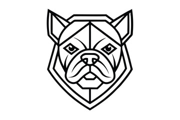 Bulldog head features simple geometric lines forming a strong, contemporary symbol
