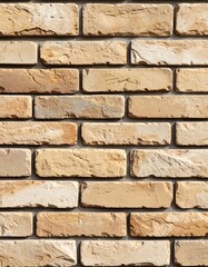 Obraz premium A close-up of a wall of pale yellow bricks, showing subtle variations in color and texture