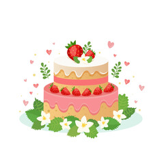 Strawberry cake illustration