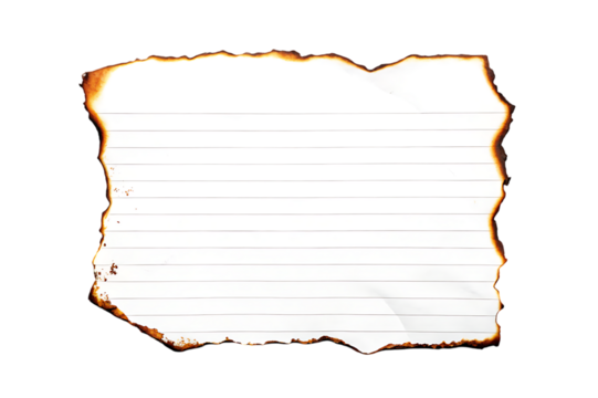 Burned paper with lines, perfect for design and creative projects on transparent background - Powered by Adobe