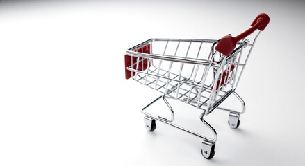 Shopping cart on a white background.
