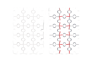 Unconnected puzzle pieces await assembly for new ideas on transparent background