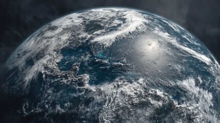 Detailed Earth View from Space Showing Clouds, Continents, and Oceans in High Definition