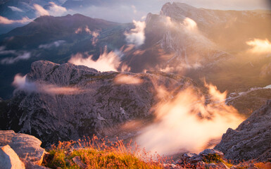 Dolomite stuning sunset from the Lagazuoi refuge
