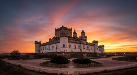 Scenic view of the castillo almodovar del rio castle in spain during the sunset