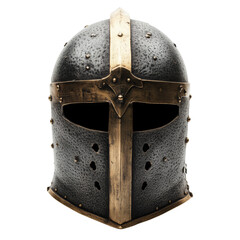 Medieval crusader helmet with cross design isolated on transparent background