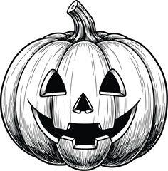Engraving Style Halloween Pumpkin Sketch
