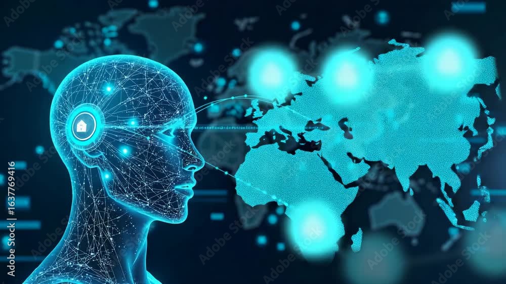 Poster ai tech enhances businesses by processing data, improving decision-making, developing innovative pro