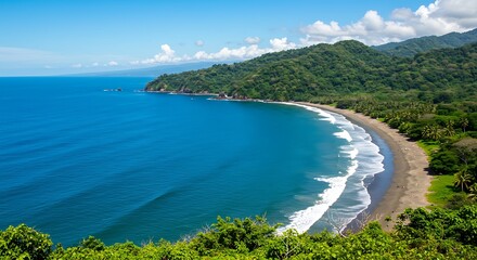 Scenic view of the pacific ocean view in uvita costa rica national park on a sunny day