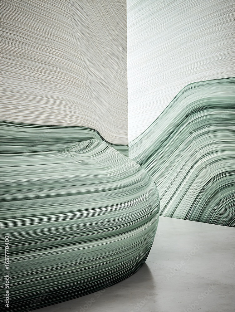 Aufkleber abstract linear curves installation smooth rendering