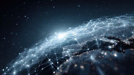 Global Network Connection: Abstract Earth with Data Nodes and Digital Communication Overlay, Modern Technology