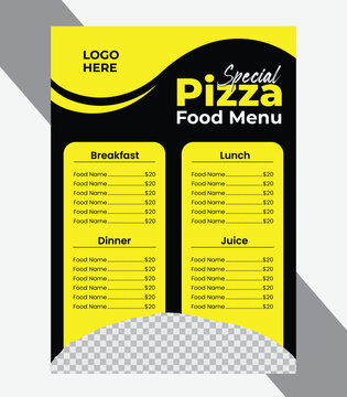 Modern Special Pizza Food Menu Design, Restaurant Pizza food menu design template