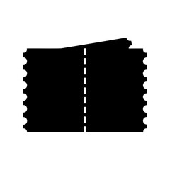 Black and white image showing a ticket with a perforated edge.