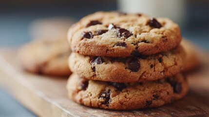 Stack of Freshly Baked Chocolate Chip Cookies