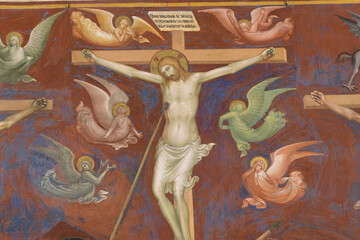 Detail of fresco of the Crucifixion of Christ by Lippo and Federico Memmi in the Duomo di San...