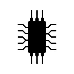 Schematic electronic component of the black computer chip with multiple connectors