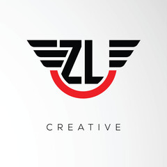 ZL Creative Wings Letter Logo with Modern Shield - Powerful Business and Branding Symbol