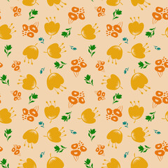 Floral Seamless Pattern with Cream Background for Wrapping Paper and Fabric