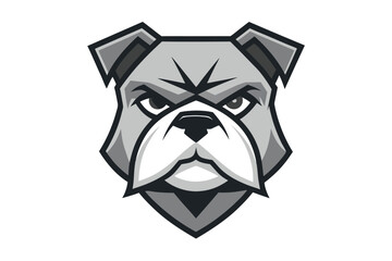Bulldog with serious expression in monochrome shades conveys strength and confidence in headshot