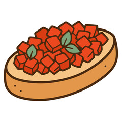 bruschetta food meal flat color vector illustration template design