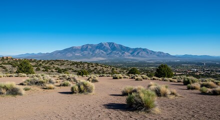 Beautiful capture of a scenic view of sandia peak in albuquerque, new mexico, in blue sky background