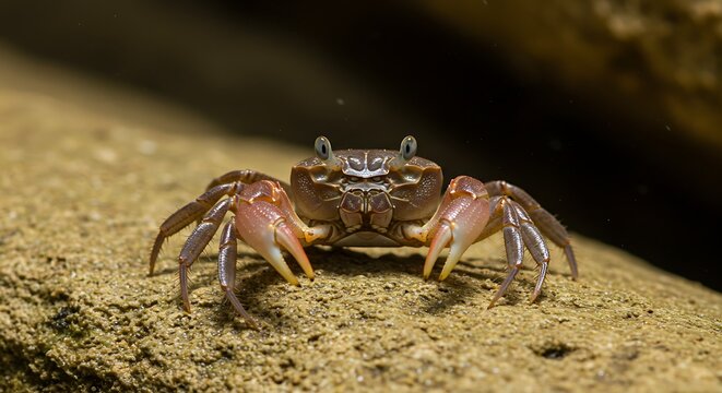 Beautiful capture of a maltese freshwater crab, potamon fluviatile lanfrancoi, locally known as qabru. an endemic crab species found only on the maltese islands