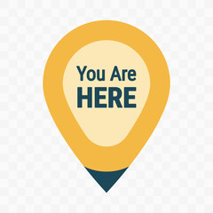 You Are Here orange location pin icon on checkered background