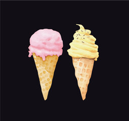 Watercolor Ice Cream Collection Vector